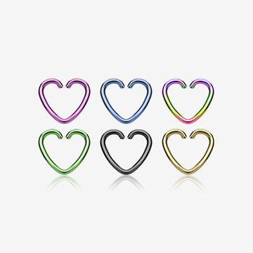6 Pcs of Assorted Color Colorline Heart Bendable Hoop Ring Package